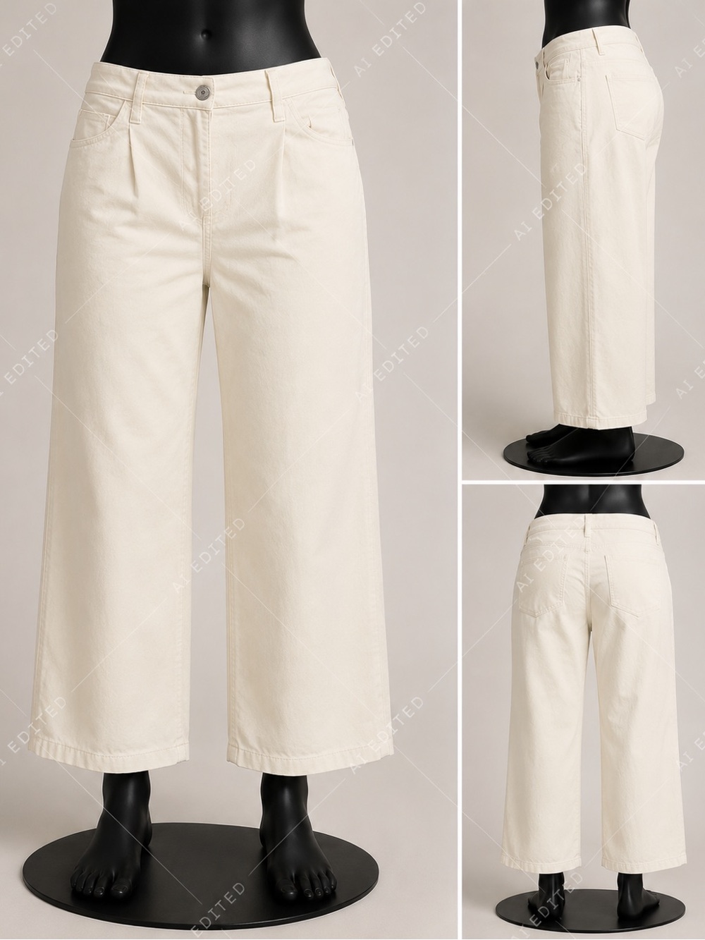 Banana Republic Wide-Leg Cropped Jeans in Off White